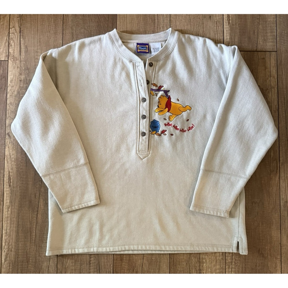 VTG Disney Winnie the Pooh Cream Pullover Sweatshirt 100 Acre Collection Sz M